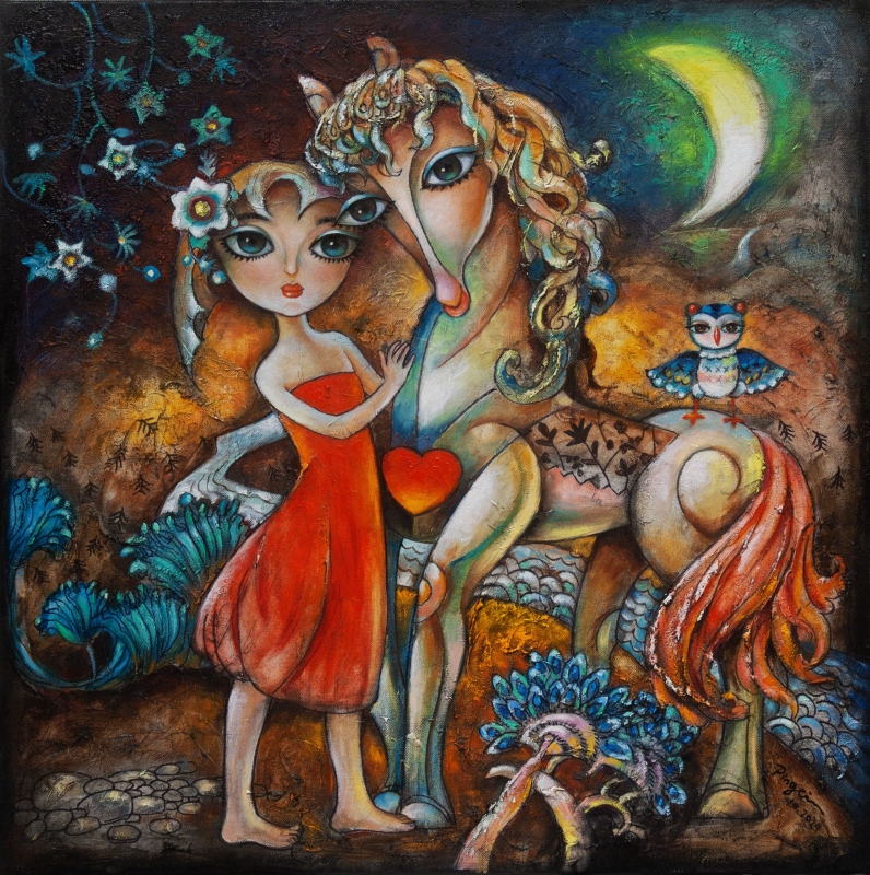 Girl in Red Dress by artist Ping Irvin